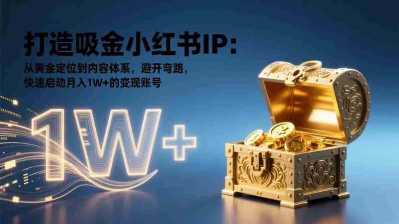 （17227期）打造吸金小红书IP：从黄金定位到内容体系，避开弯路，快速启动月入1W+的变现账号-OG资源