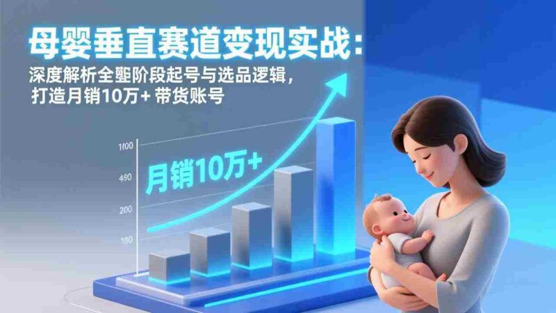 （17233期）母婴垂直赛道变现实战：深度解析三大阶段起号与选品逻辑，打造月销10万+带货账号-OG资源